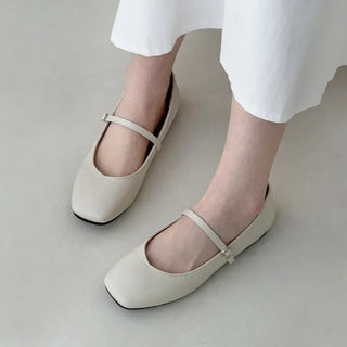 V-Cut Daily Buckle Strap Mary Jane Flats Loafers