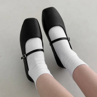 Square Daily Buckle Strap Mary Jane Flats Loafers