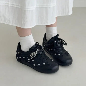 Buckle Strap Dot Flat Sneakers