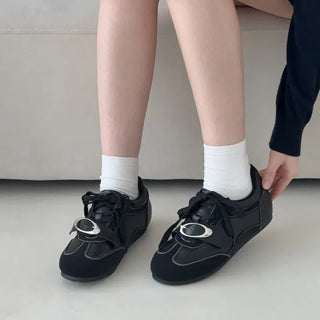 Buckle Strap Dot Flat Sneakers
