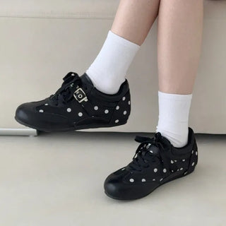 Buckle Strap Dot Flat Sneakers
