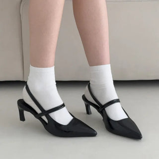 Stiletto Mary Jane Slingback Kitten Heel Shoes