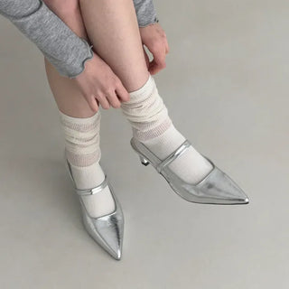 Stiletto Mary Jane Slingback Kitten Heel Shoes