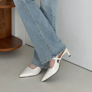 Stiletto Mary Jane Slingback Kitten Heel Shoes