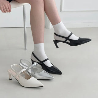 Stiletto Mary Jane Slingback Kitten Heel Shoes