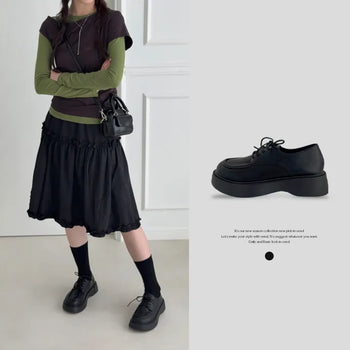 Rounded Toe Lace-up Platform Block Loafers