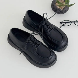 Rounded Toe Lace-up Platform Block Loafers