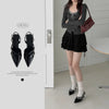 Enamel Two-Buckle Strap Stiletto Slingback High Heel Shoes