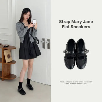 Buckle Strap Mary Jane Flat Sneakers