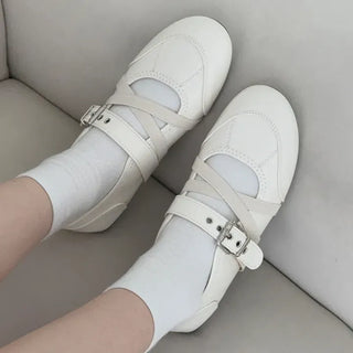 Buckle Strap Mary Jane Flat Sneakers