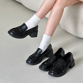 Semi-Square Penny Loafer Platform Heel