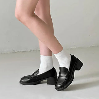 Semi-Square Penny Loafer Platform Heel