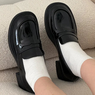 Semi-Square Penny Loafer Platform Heel