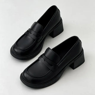 Semi-Square Penny Loafer Platform Heel