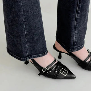 Buckle Strap Stiletto Mary Jane Slingback Heel Shoes