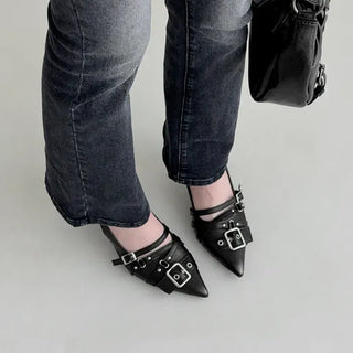 Buckle Strap Stiletto Mary Jane Slingback Heel Shoes