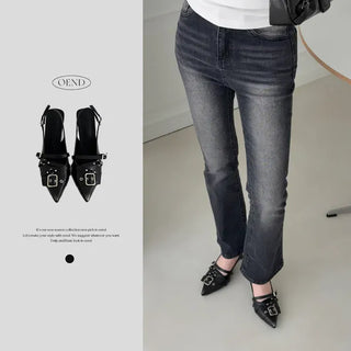 Buckle Strap Stiletto Mary Jane Slingback Heel Shoes