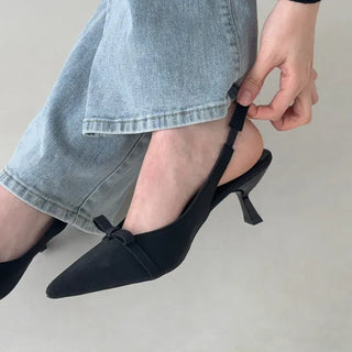 Ribbon Stiletto Mary Jane Kitten Heel Slingback Heel Shoes