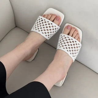Square Twisted Strap Mule Slipper Sandals