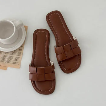 Twisted Weaving Flat Mule Sandal Slippers