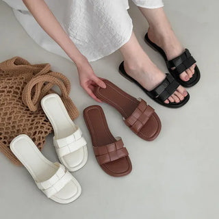 Twisted Weaving Flat Mule Sandal Slippers
