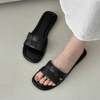 Twisted Weaving Flat Mule Sandal Slippers