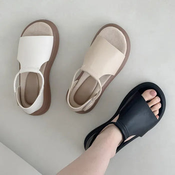 Covered Velcro Platform Open-Toe Platform Sandals