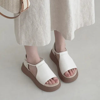 Covered Velcro Platform Open-Toe Platform Sandals