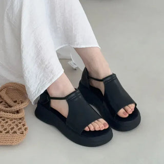 Covered Velcro Platform Open-Toe Platform Sandals