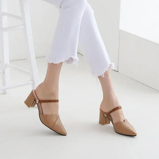 Asymmetrical Cut Two-Way Platform Strap Mule Heels