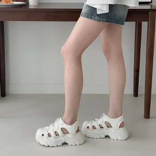 String Round Strap Platform Heel Sandals