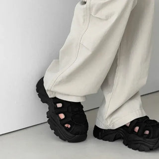 String Round Strap Platform Heel Sandals