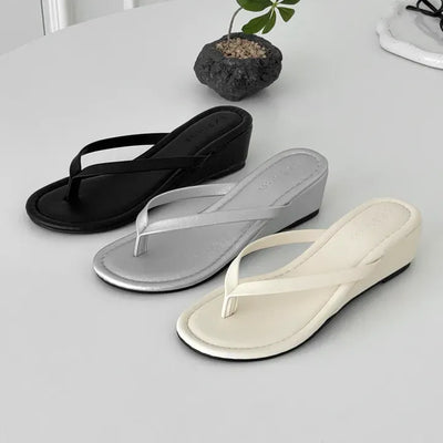 Round Slim Fit Wedge Mule Slippers Sandal Heel