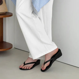 Round Slim Fit Wedge Mule Slippers Sandal Heel