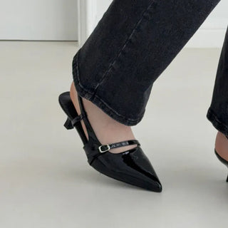 Stiletto Buckle Strap Slingback Kitten Heel