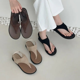 Round Suede Covered Flip-flop Platform Sandals
