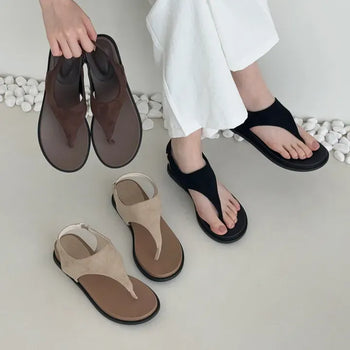 Round Suede Covered Flip-flop Platform Sandals