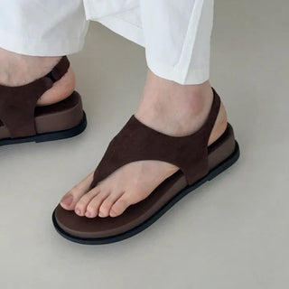 Round Suede Covered Flip-flop Platform Sandals