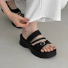 Buckle Strap Platform Slipper Wedge Sandal Mule Heel