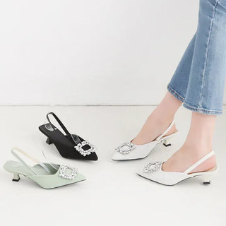 Square Cubic Slingback Kitten Heel