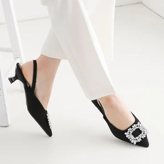 Square Cubic Slingback Kitten Heel