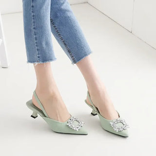 Square Cubic Slingback Kitten Heel
