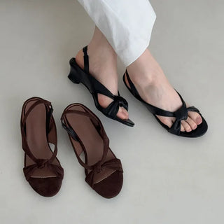 Round Twisted Strap Slingback Mule Slippers