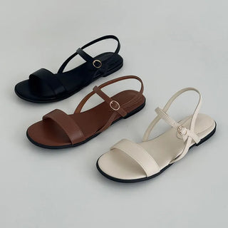 Square Buckle Banding Strap Flat Sandal Slippers