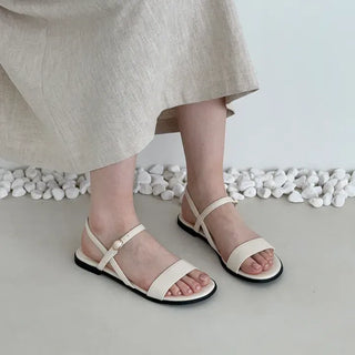 Square Buckle Banding Strap Flat Sandal Slippers