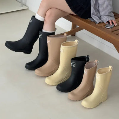Rounded Toe Rubber Long & Mid-Length Rain Boots -6228&6283