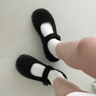 Round Velcro Strap Mary Jane Sneakers