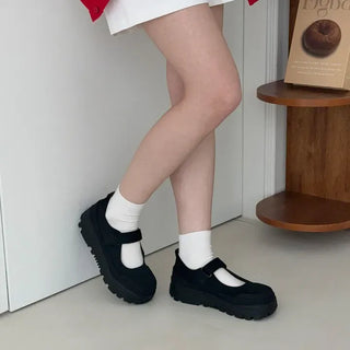 Round Velcro Strap Mary Jane Sneakers