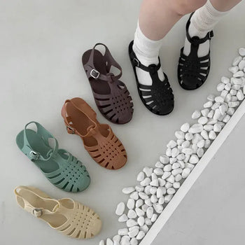 Round Fisherman Net Flat Jelly Shoes