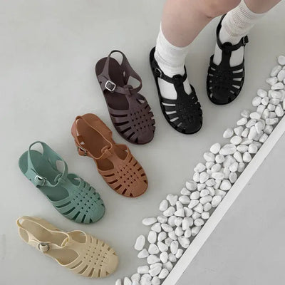 Round Fisherman Net Flat Jelly Shoes